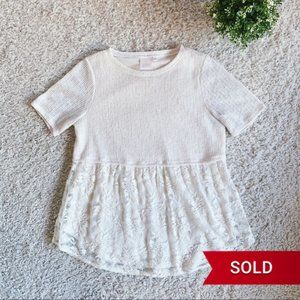 SOLD - Lauren Conrad Knit & Lace Peplum Blouse